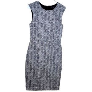 Banana Republic Jacquard Sleeveless Dress Black White Size 2 Women's XS Classic